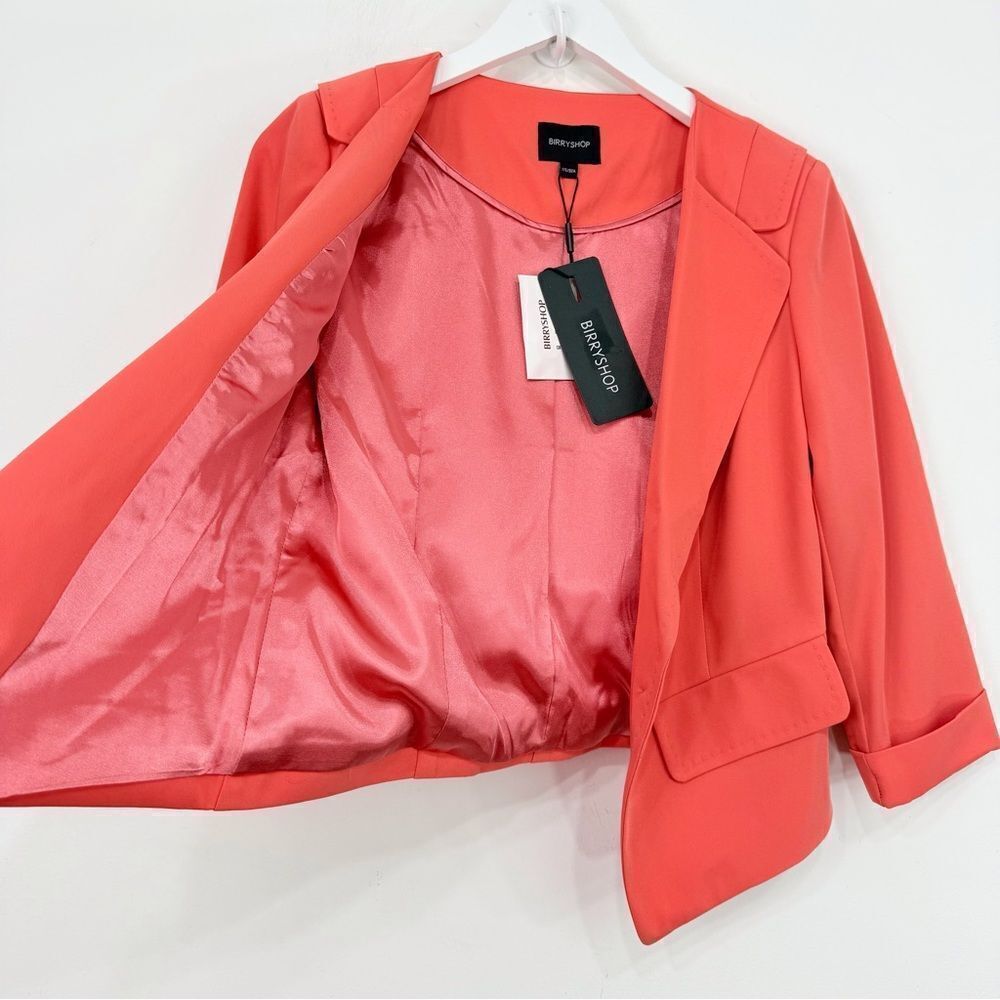 Birryshop Coral Orange Asian Lined Sprin Summer Blazer Jacket NEW - Picture 6 of 16